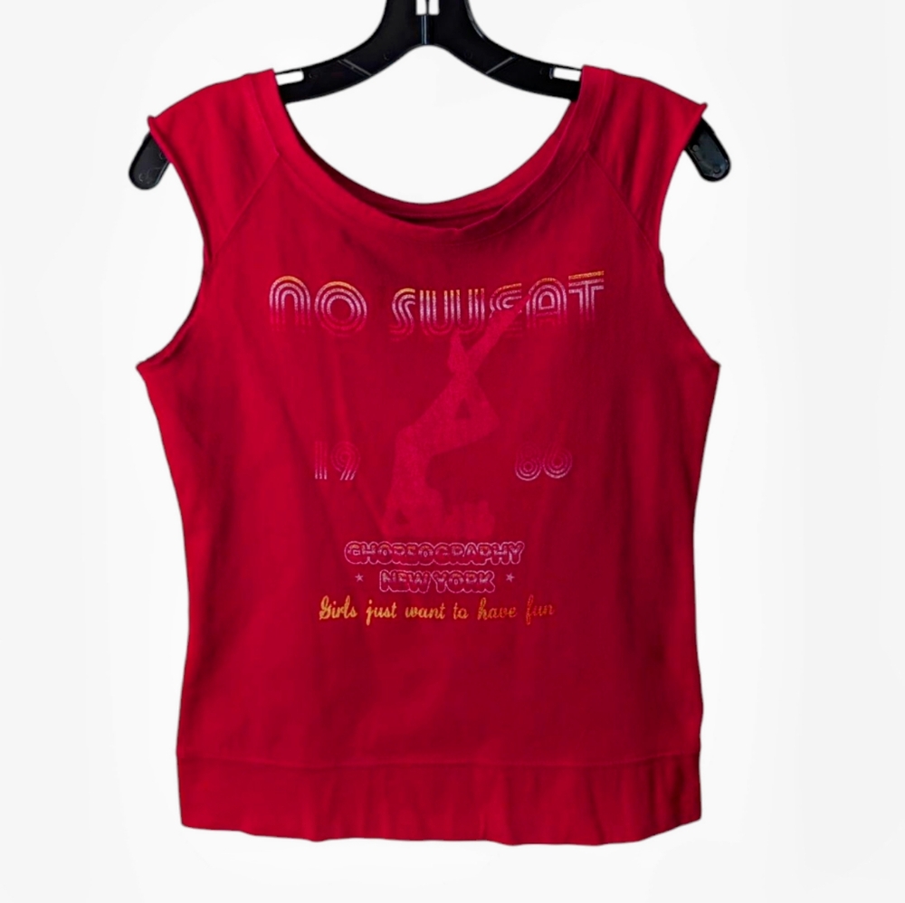 Vintage Fossil Sweatshirt Tank Top Dance Choreography New York Graphic Red Large